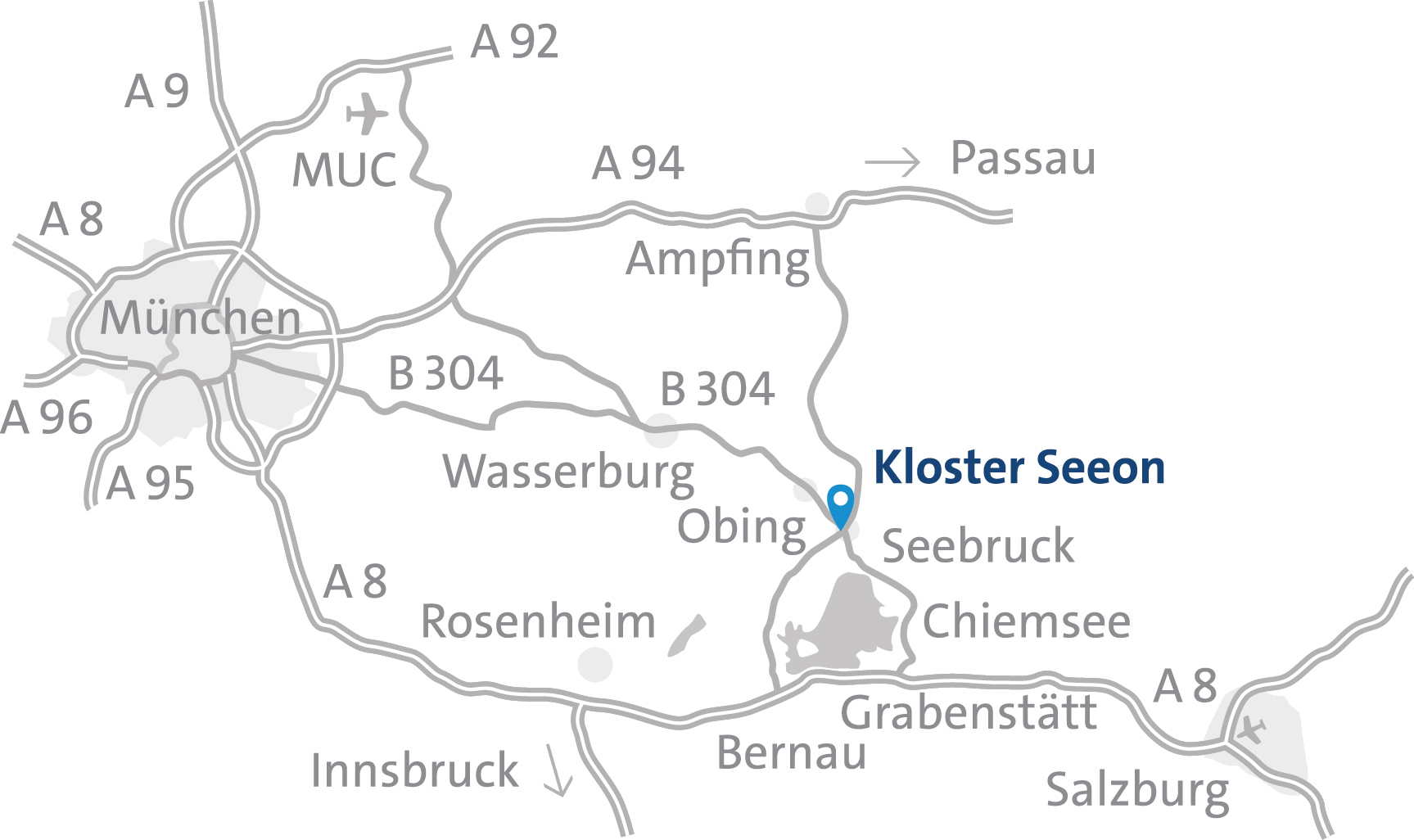 Kloster Seeon - Anfahrtsskizze